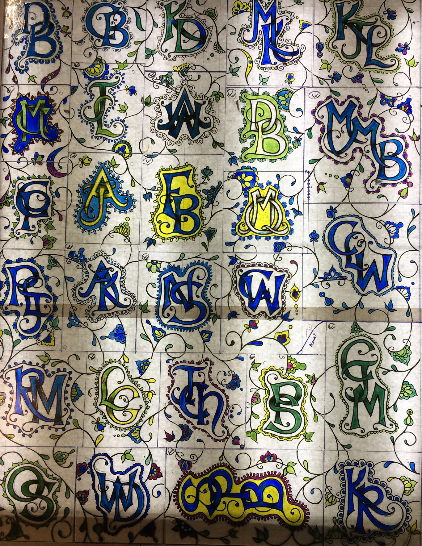 The entire colored monogram project from 2021